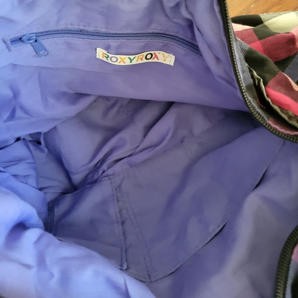 Roxy Purse Handbag *NWOT* Pink Purple Blk Wht Plaid - Picture 4 of 8